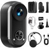 WOWAWOLA Mini videocamera per il corpo 4K, per vlog, WiFi, registrazione POV, fotocamera subacquea 30 m, stabilizzazione EIS a 6 assi, magnetica, scheda da 64 GB