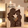 O-Kinee Regalo Mamma, Regalo Mamma Compleanno - A Mia Mamma Sagoma Portacandele in Legno, Mamma e Figlia, Regalo Festa Della Mamma Portacandele
