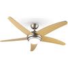 KLARSTEIN Bolero - Ventilatore da Soffitto 2in1, con Lampada, 134 cm, 55 Watt, Telecomando, Acero