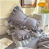 FZKun Federa per cuscino, shabby chic, con volant in pizzo, 51 x 76 cm, in cotone, vintage, lussuose ed eleganti, con chiusura a busta, stile country francese (1 pezzo, grigio)