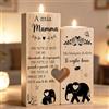 O-Kinee Regalo Mamma, Regalo Mamma Compleanno - A Mia Mamma Idee Portacandele in Legno, Regalo Festa Della Mamma, Elefanti Grandi e Piccoli Portacandele