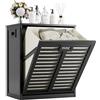 HITNET Mobile Bagno con Portabiancheria, Mobiletto Bagno Salvaspazio da Terra in Bambù con Portabiancheria, Sacco Interno Rimovibile con Maniglie per Lavanderia e Camera da Letto, Nero