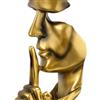 Tyenaza Statua del Pensatore, Resina Sintetica Compatta Dalla Statua per Scaffale da Ufficio, Il Silenzio è Una Statuetta Dorata per la Casa(Oro scuro)