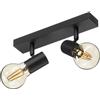 Klighten Faretti da Soffitto Orientabili Nero con 2 Attacco E27, Vintage Industriale Plafoniera 2 Luci Interno, lampada Soffitto per Cucina, Soggiorno, Camera da Letto, 26cm, Lampadina non Inclusa