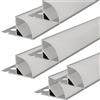 Jandei - Profilo per integrazione di strisce LED in gesso o cartongesso, posizionamento angolare, realizzato in alluminio grigio. Include diffusore semitrasparente - confezione da 6 profili x 1 metro