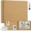 Remowith Scrapbooking Album Fotografico DIY, Album di Carta Kraft Spessa, Libro dei Ricordi per Matrimonio, Anniversario, Viaggio, Laurea, Bambino e Famiglia 28x20,5 cm 40 Pagine Cachi