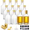 YBCPACK 12 piccole bottiglie di vetro da riempire da 100 ml, bottiglie vuote di liquore, grappa con tappo, tappo termoretraibile, imbuto, etichette, penna, perfetta per zaba, liquori e succhi di