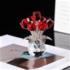 Tanant Statuetta di Bouquet di Rose di Cristallo Rosso con Vaso, Regali di Fiori di Rosa per Mamme e Donne, Fiori di Vetro per San Valentino, Anniversario di Natale, Ornamento da