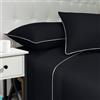 NARCISO - Lenzuola Matrimoniali 100% Cotone Made in Italy, Completo Letto Matrimoniale con Profilo Decorativo Look Moderno, Fantasia Tinta Unita in Varie Colorazioni, Nero