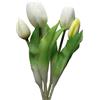 Aikeis 5 tulipani simulati, il bouquet di tulipani non sbiadisce mai e si sente realistico, adatto per la casa, il soggiorno bouquet da tavolo (bianco)