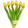 MIJOMA Tulipani artificiali, fiori artificiali, Real Touch, decorazione da tavolo (6 pezzi, lunghezza 27 cm, giallo)