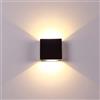 Garosa Applique da Parete LED Moderna in Alluminio, Nero, Luce Calda 3000K, per Interni ed Esterni, Portico, Patio, Corridoio, Ingresso, Camera da Letto