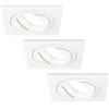 Ledvion - 3x Faretti da incasso LED Siviglia, Bianco, 5W, 2700K, Ø92 mm, Dimmerabile, Quadrato, 2 Anni di Garanzia