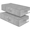 mepure 2 Pezzi Contenitori Sottoletto Rigido, 50L Scatole Sotto Letto Contenitore con 3 Maniglie e Cerniera, Tessuti Scatole di Pieghevole Utilizzato per Armadio Coperta Vestiario Piumoni, 76x38x17cm