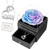 Miofula Festa della Mamma Idee Regalo,Rosa Stabilizzata Vera Regalo Mamma Compleanno,Rosa Eterna con Collana Argento 925 Donna, Migliore Mamma del Mondo, Regali Festa della Mamma, Regalo Collana Donna
