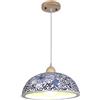 USMJQVZ Lampada a Sospensione in Ceramica a Cupola Classica Cinese da 10,2/12,6 Pollici, Lampada a Sospensione in Porcellana Cinese Blu e Bianca, Grande Lampada a Sospensione per casa, Camera