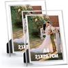 Acrrynii 2 Pezzi Cornice Foto A4 in Vetro, Cornici per Foto 21x29,7 cm, Moderno Trasparente Portafoto da Tavolo in Argento per Matrimonio, Case, Ufficio, Regalo, Orizzontale o Verticale