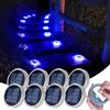 YiLaie Segnapasso 24 Leds Esterno Solare, 11cm Luci Circolari da Giardino con Adesivo Luce 360°, Faretti Solari a Pavimento IP68 Calpestabili per Viale, Camminamento, Scale, Luce Blu (8 Pezzi)