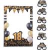 GETAJGHSD Decorazioni per Feste Compleanno 18 Anni Cornice Foto e Occhiali di Carta Accessori Photo Booth per Scatti Selfie Divertenti Set 7 Pezzi
