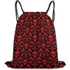 Generic Red Fire Sugar Skull Borsa Sportiva Sacca da Palestra Regolabile Stringa per Vacanze Uomo Spiaggia Borsa con Cordoncino 36X42Cm