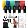 Gyxova Set di 5 fasce di resistenza per fitness, con 5 livelli di resistenza, set di fasce di resistenza con ancoraggio per porta, maniglie, borsa per il trasporto, cinghie per caviglie per