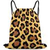 Generic Cheetah Leopard Print Flower Dark Yellow Borsa con Cordoncino Zainetto Sportiva Unisex Pieghevole per Vita Quotidiana Viaggi Shopping Borsa Sportiva 36X42Cm