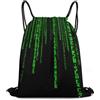 Generic Sparkling Black And Green Neon Light Borsa Sportiva Sacca Sportiva Pieghevole Moda per Viaggi Donna Campeggio Borsa con Cordoncino 36X42Cm