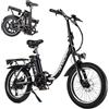 AVDLEU Bicicletta elettrica pieghevole da 20 pollici Fat Bike, bicicletta elettrica da uomo donna 250 W, batteria rimovibile 36 V 12.8 Ah, autonomia 30-65 KM, 25 KM/H, pneumatici 20 x3.0, 7 velocità, freni