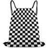 Generic Race Waving Checkered Black And White Borsa Palestra Zaino con Cordone Pieghevole Stringa per Donna Escursionismo Yoga Borsa Sportiva 36X42Cm