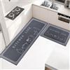 OPLERT 2 tappeti da cucina, tappetini antiscivolo lavabili per pavimenti da cucina, assorbenti, per cucina, corridoio, soggiorno e camera da letto,nero,43x75+43x150cm