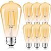Suncan Edison Lampadina Vintage E27, ST64 filamenti Lampadina LED 2W, Bianco caldo, 180LM, Lampadina LED antica, non dimmerabile, Set di 6