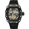 TIME100 Orologio Automatico Uomo Scheletrato Rettangolare Silicone