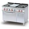LOTUS Cucina professionale a gas - Tuttapiastra con 4 Fuochi e forno elettrico porta vetro - cm 120 x 70,5 x 90 h
