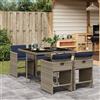 Vidaxl Set da pranzo da giardino da 5 pz con Cuscini in Polyrattan Grigio