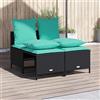 Vidaxl Set Divani da Giardino 4 pz con Cuscini Nero in Polyrattan