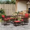 Vidaxl Set da pranzo da giardino da 7 pz con Cuscini in Polyrattan Marrone