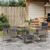 Vidaxl Set da pranzo da giardino da 7 pz con Cuscini in Polyrattan Grigio