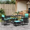 Vidaxl Set da pranzo da giardino da 7 pz con Cuscini in Polyrattan Nero