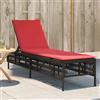 Vidaxl Lettino prendisole con Cuscino in Polyrattan Marrone