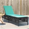 Vidaxl Lettino prendisole con Cuscino in Polyrattan Nero