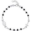 Dada Gioielli - Bracciale Rosario in Argento 925 con Medaglia Madonna Miracolosa e Croce e Medaglia della Vergine Maria - Bracciale per Uomo e Donna misura regolabile (Nero 18+3cm)