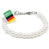 Netrox - Bracciale con perle fatto a mano - Braccialetto con perline di vetro bianche per uomo e donna - lunghezza regolabile - gioielli eleganti, regalo, accessori moda, bijoux, stile minimal