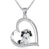 HUKKUN Graziosa collana a forma di cuore in argento 925 con nome di barba/Shihtzu/Lemur/Chihuahua/Mops/Pastore Cane Rosso Panda Ciondolo Collana Carino Gioielli Regalo Donna, 20 x 21 mm, Argento