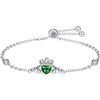 KINGWHYTE Claddagh Bracciale in argento Sterling con nodo celtico Claddagh con zirconi verdi, regali celtici irlandesi per amici, sorella e mamma