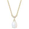 FANCIME 14kt (585) Solido Collana per Donna con Goccia Opal Gemstone Ciondolo, Catena Lunghezza: 40+5 cm