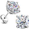 SLLAISS Orecchini Uomo Moissanite Argento 925 Diamante Orecchino Punto Luce Uomo Oro Bianco 18k Ipoallergenici Piccoli per Donna Orecchini Argento Sterling 925 Brillante Solitario 8 mm, Argento