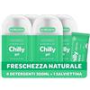 Chilly, Detergente Intimo pH 6.5, Nutriente per la menopausa, con Complesso Anti-Odor Igiene Intima, Con acido ialuronico dalle proprietà idratanti, pH 6.5, Clinicamente Testato, 4 Pezzi da 300 ml