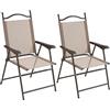 Outsunny Set di 2 Sedie da Giardino Pieghevoli, Sedie da Esterno con Braccioli e Seduta in Tessuto Traspirante, Marrone
