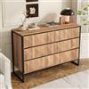 DACHETOU Credenza 90 x 120 cm e la cassettiera toni del legno nero e naturale, gambe metalliche sollevate porte