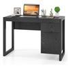 GIANTEX Scrivania per Computer, Scrittoio per Studio Moderno con Cassetto e Armadietto Spazioso in Legno Solido, per Ufficio/Casa, Portata di 70kg, 112,5x 50x75cm, Bianco (Nero)